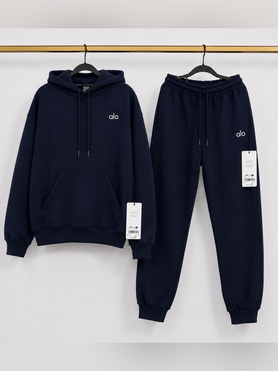 ALO Yoga Tops - Navy Alo Hoodie And Sweatpant Cuffed Set